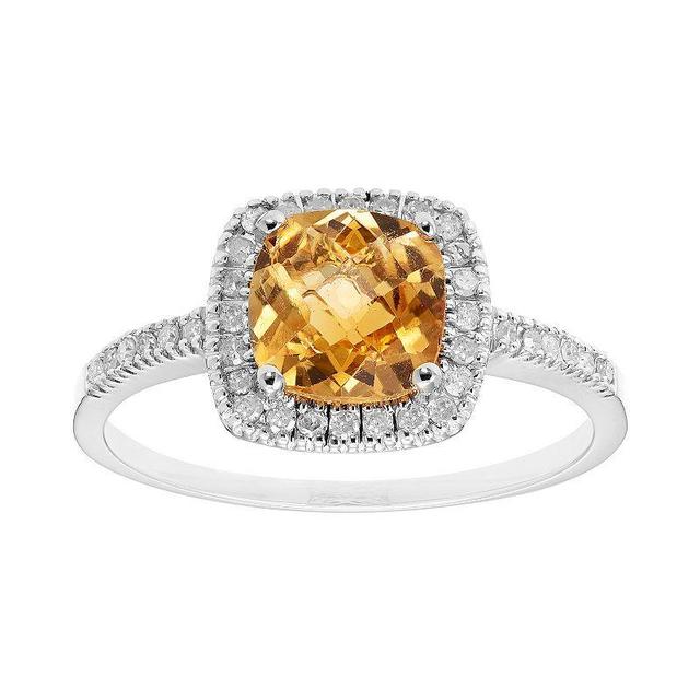 Citrine 10K Gold & 1/5 Carat T.W. Diamond Frame Ring, Womens Orange Product Image