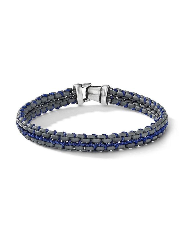 Mens Woven Box Chain Bracelet with Stainless Steel and Nylon Product Image