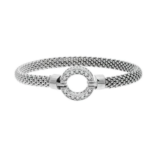 Sterling Silver Cubic Zirconia Circle Bangle Bracelet, Womens Product Image