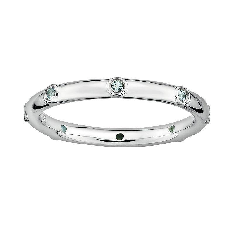 Stacks & Stones Sterling Silver Aquamarine Stack Ring, Womens Product Image