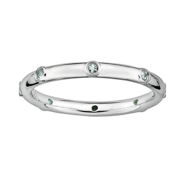 Stacks & Stones Sterling Silver Aquamarine Stack Ring, Womens Blue Product Image