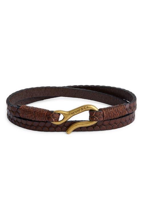 Caputo & Co. Mens Embossed Leather Wrap Bracelet Product Image