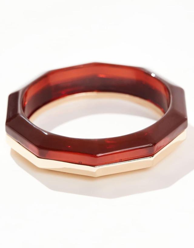 ASOS DESIGN Curve Limited Edition bangle bracelet with mixed resin and gold tone detail Product Image