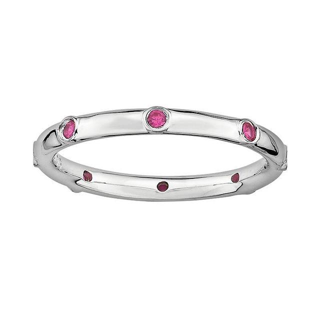 Stacks & Stones Sterling Silver Lab-Created Ruby Stack Ring, Womens Product Image