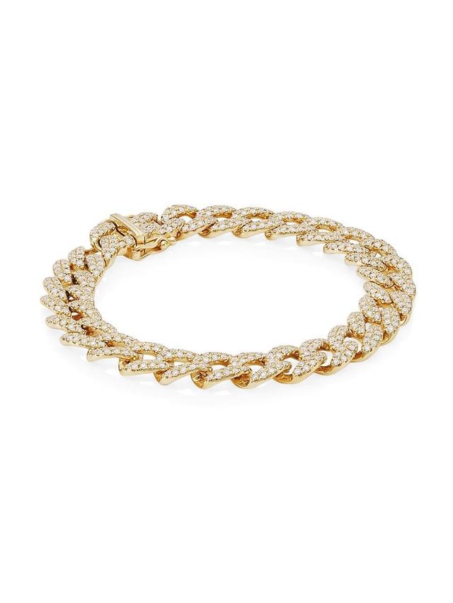 Womens 14K Gold & Diamond Curb-Chain Bracelet Product Image