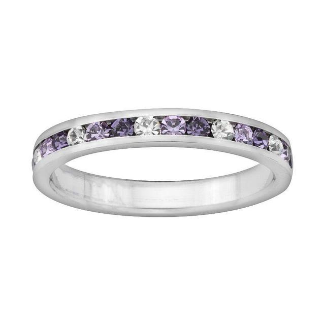 Sterling Silver Purple and White Crystal Eternity Ring, Womens Product Image