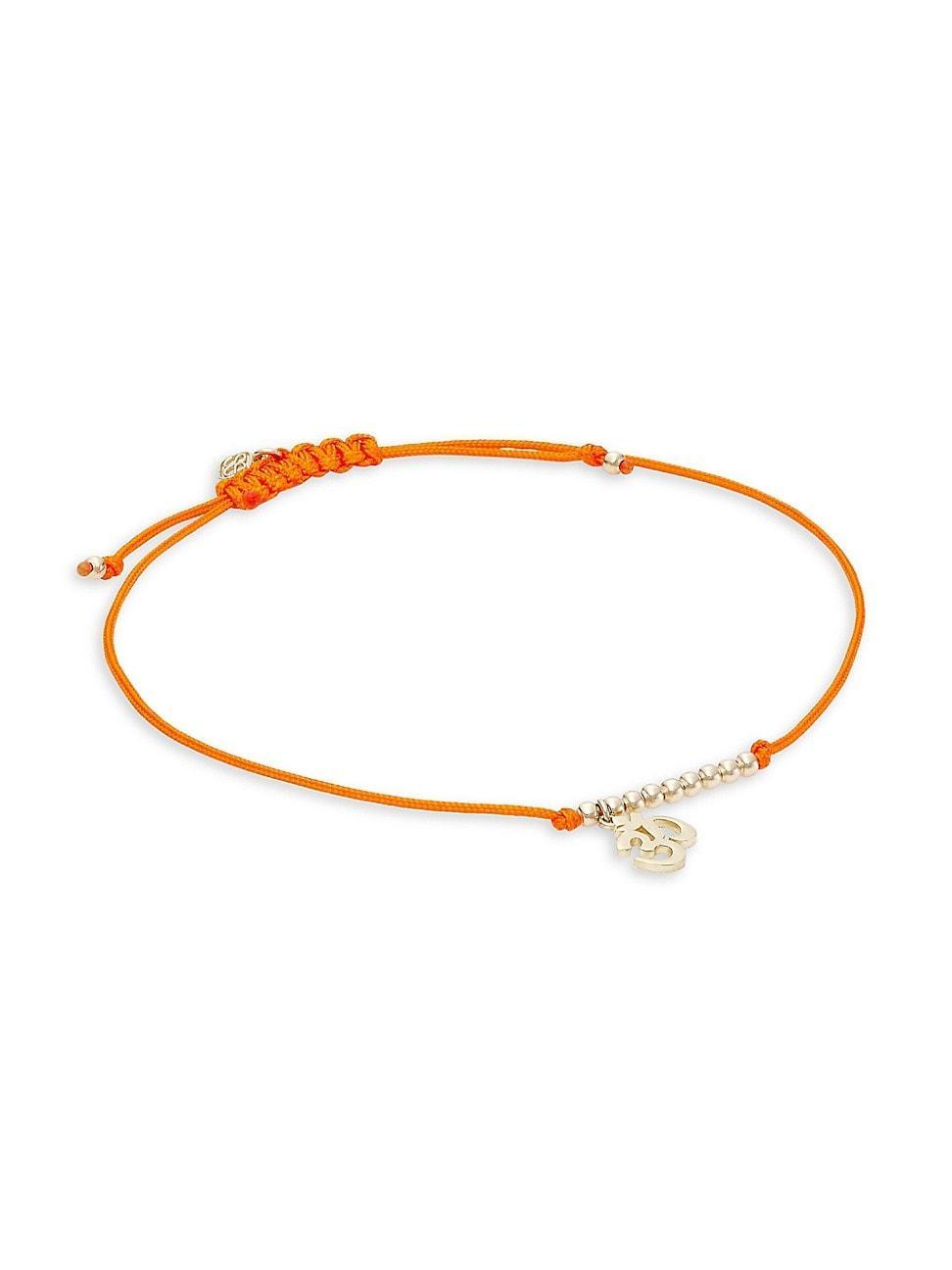 Womens 14K Yellow Gold & Ohm Charm Tangerine Cord Bracelet Product Image