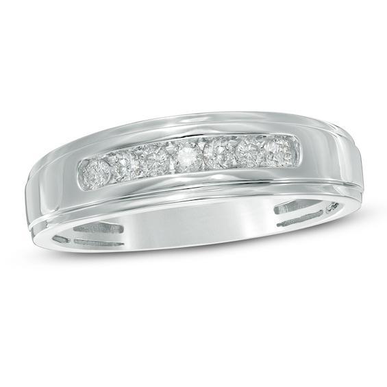 Men's 1/4 CT. T.w. Diamond Comfort Fit Band in 10K White Gold Product Image