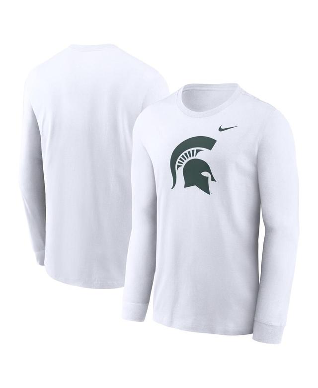 Nike Mens White Michigan State Spartans Primary Logo Long Sleeve T-Shirt Product Image