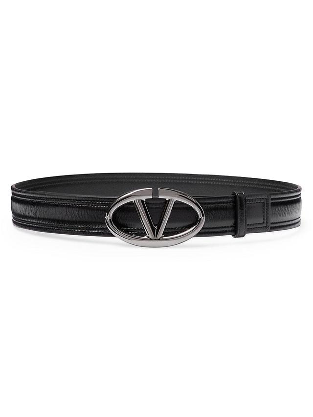 Womens The Bold Edition VLogo Shiny Calfskin Belt 30MM Product Image