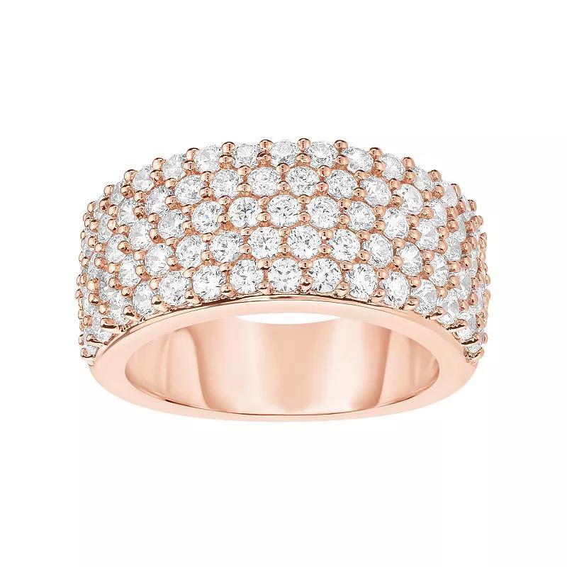 Rose Gold Tone Sterling Silver Cubic Zirconia Pave Ring, Womens White Product Image