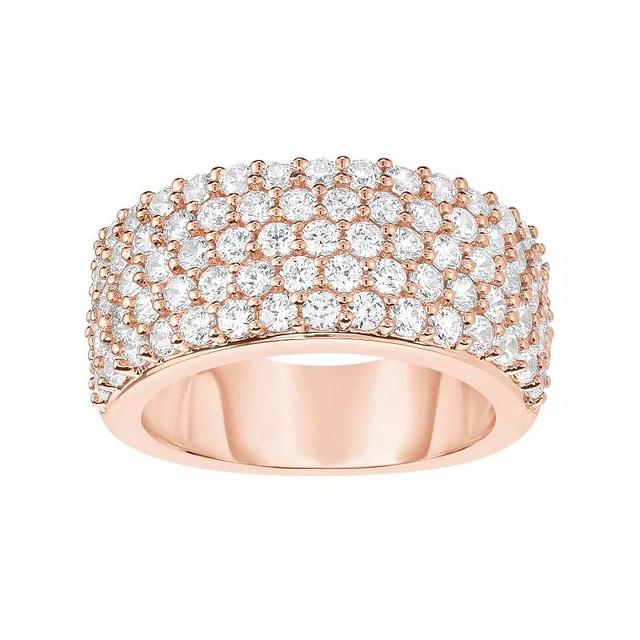 Rose Gold Tone Sterling Silver Cubic Zirconia Pave Ring, Womens Pink Tone Product Image