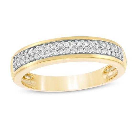 Men's 1/3 CT. T.w. Diamond Double Row Wedding Band in 10K Gold Product Image