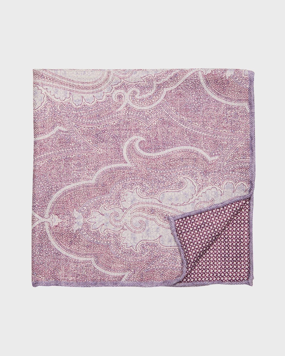 Mens Large Paisley-Print Silk Pocket Square Product Image