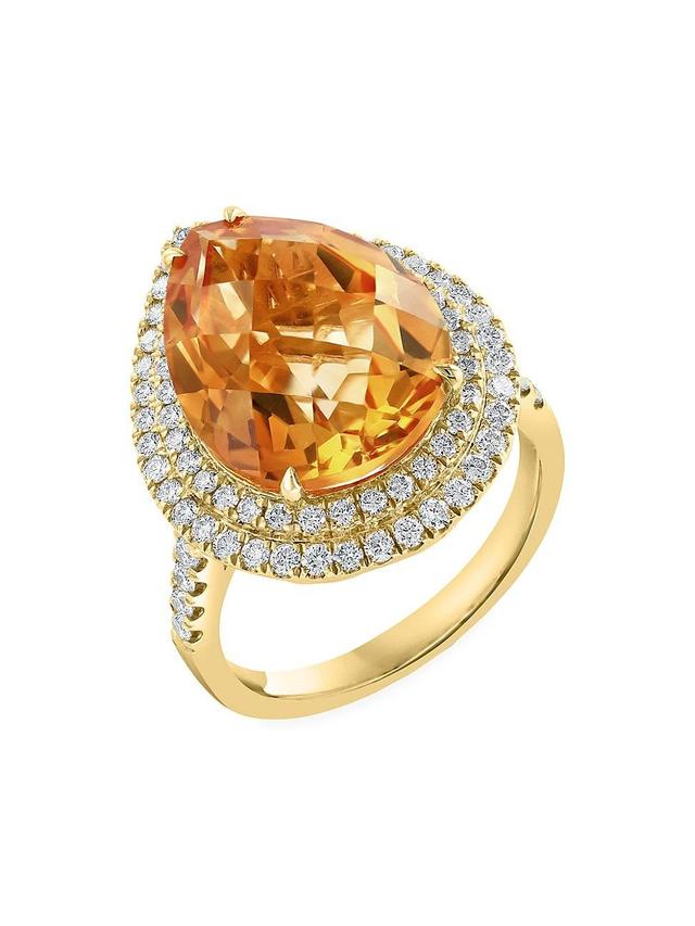 Womens 14K Gold, Diamond & Citrine Cocktail Ring Product Image