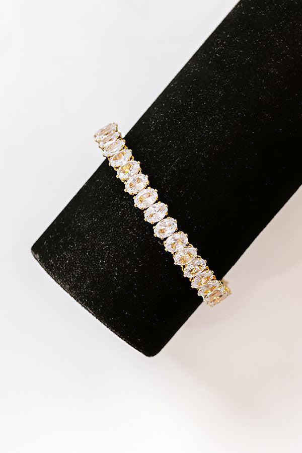 Cue The Sparkle Cubic Zirconia Cuff Bracelet in Gold Product Image