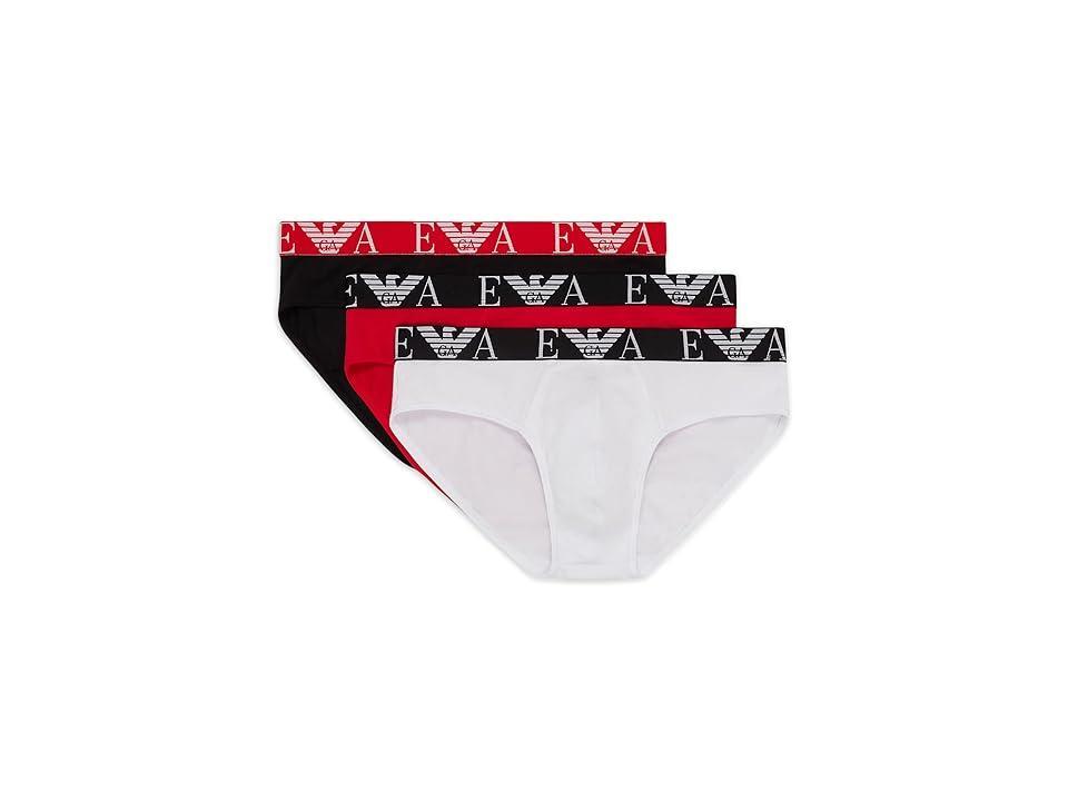 Emporio Armani Bold Monogram 3-Pack Brief (Black/Fire/White) Men's Underwear Product Image