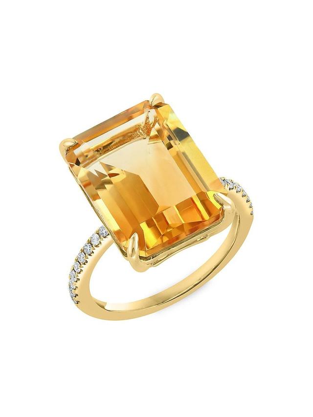 Womens 14K Yellow Gold, Diamond & Citrine Ring Product Image