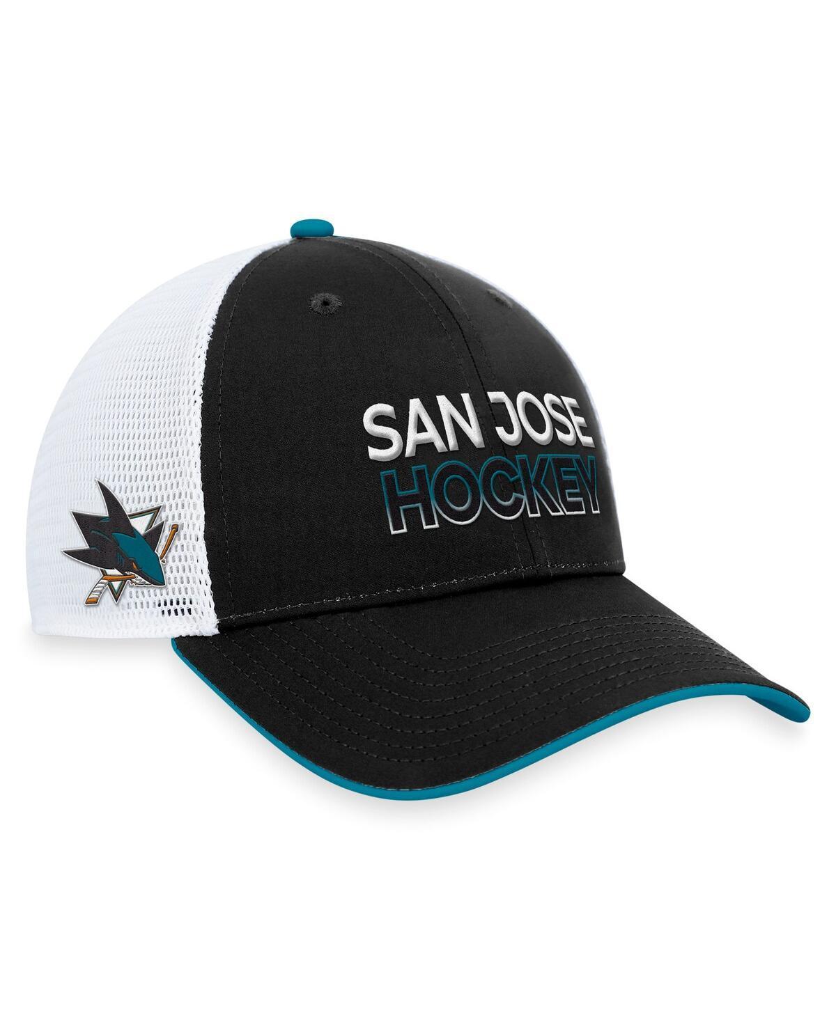 Mens Fanatics Black San Jose Sharks Authentic Pro Rink Trucker Adjustable Hat Product Image