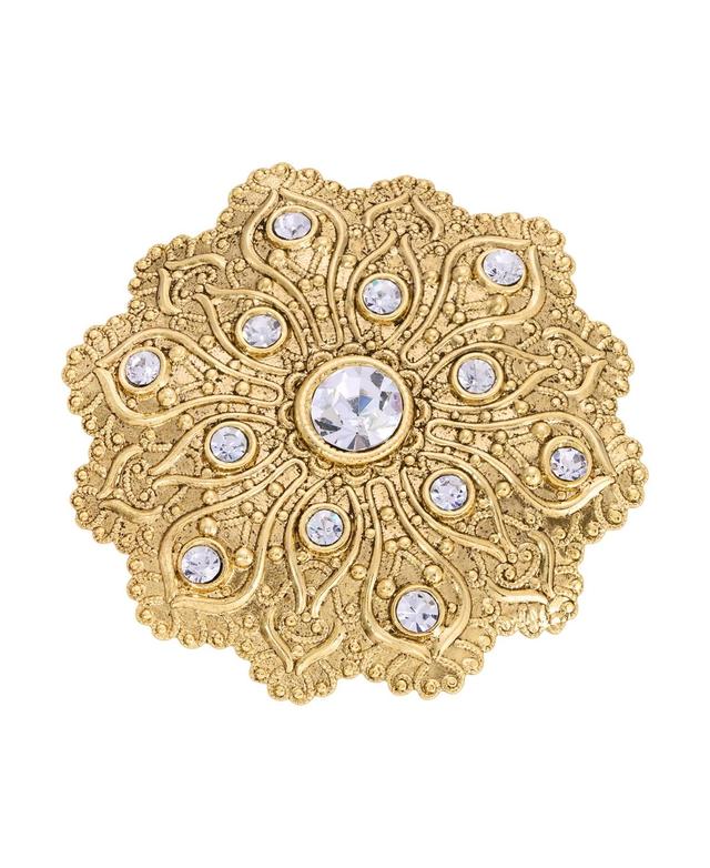 2028 Crystal Gold-Tone Flower Brooch Product Image