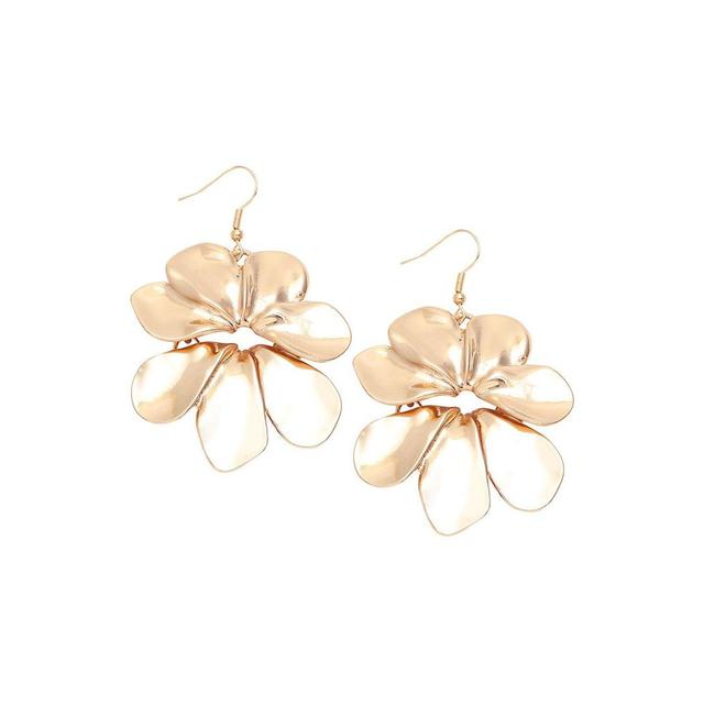 Sohi Womens Gold Metallic Flora Drop Earrings Product Image