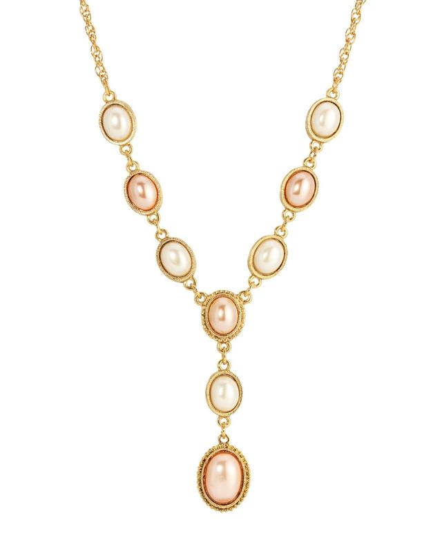 1928 Gold Tone Pink Pearl Y-Necklace, Womens Product Image