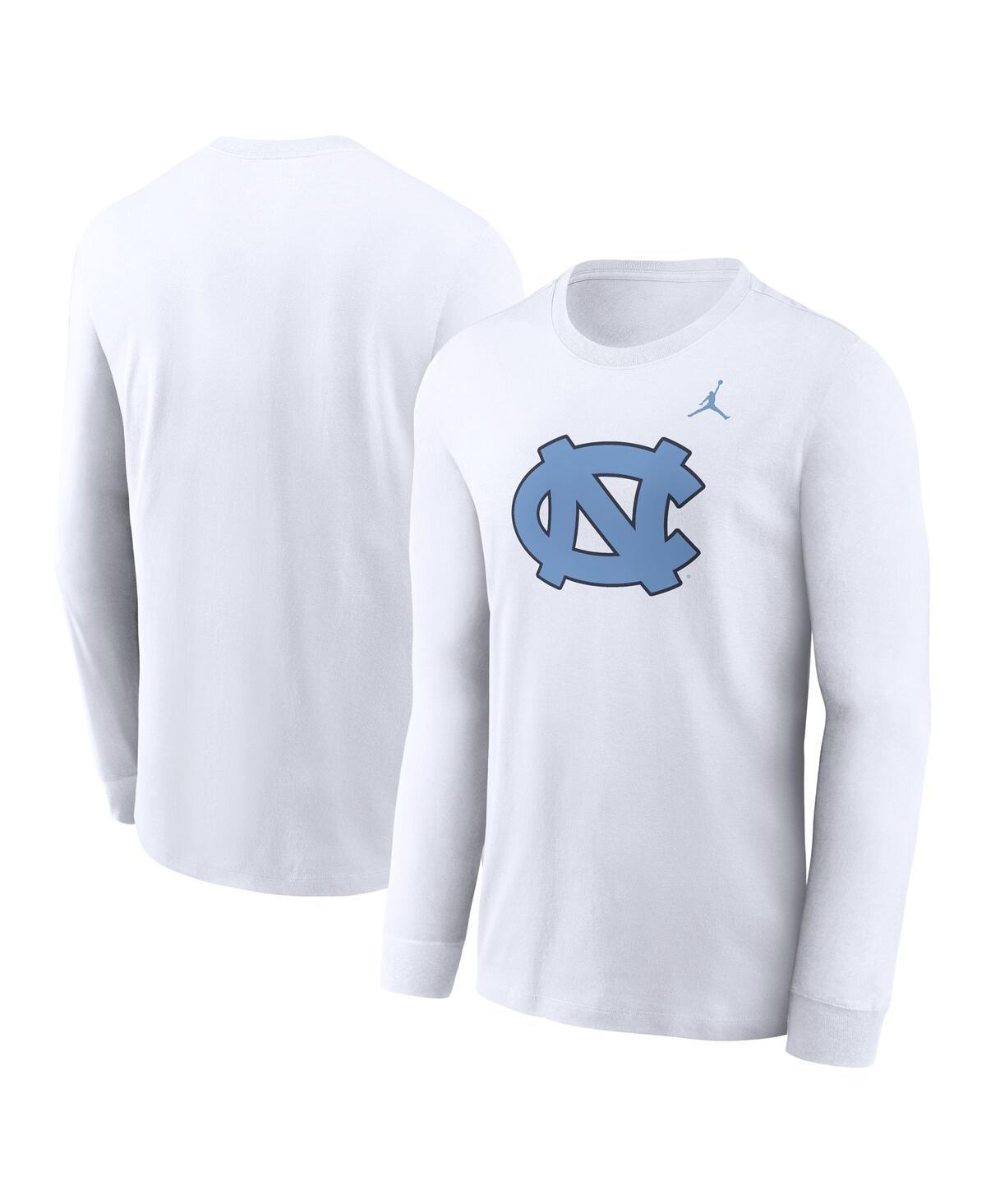 Jordan Mens White North Carolina Tar Heels Primary Logo Long Sleeve T-Shirt Product Image