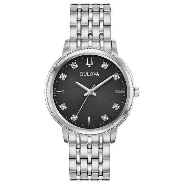 Bulova Womens Classic Mother-of-Pearl & Diamond Accent Stainless Steel Watch Black Product Image