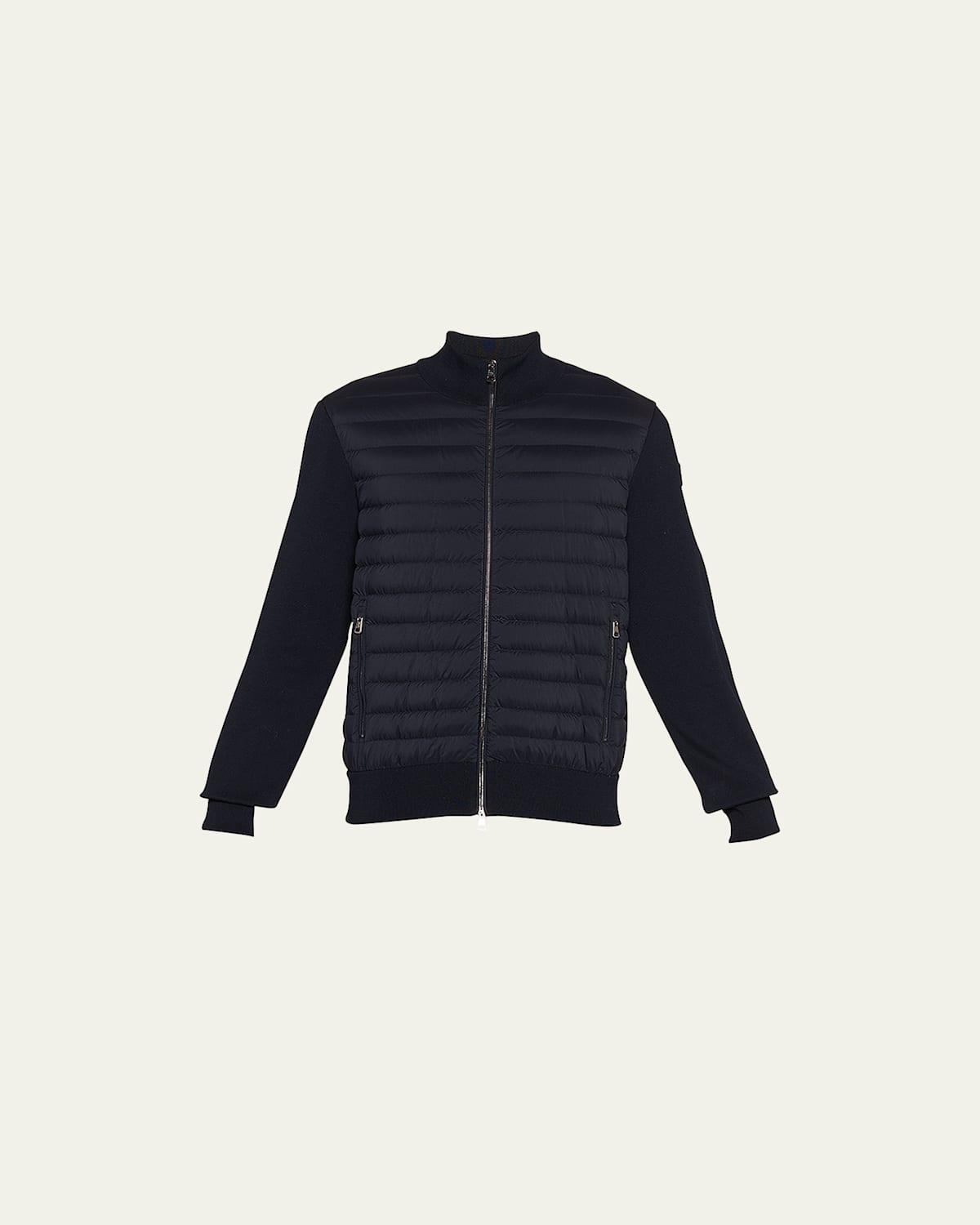 Moncler Men's Ed Hybrid Down Knit Sweater  - BLACK - Size: Large Product Image