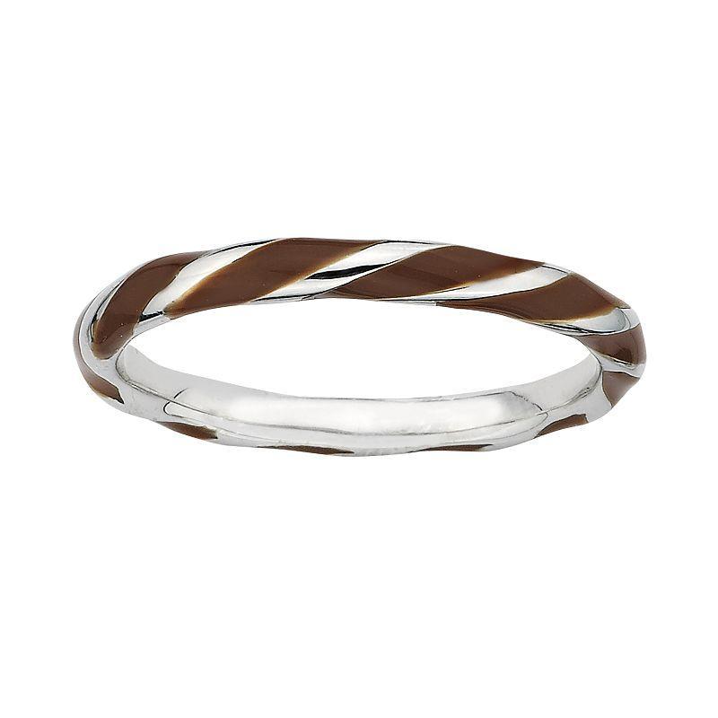 Stacks & Stones Sterling Silver Brown Enamel Twist Stack Ring, Womens Product Image