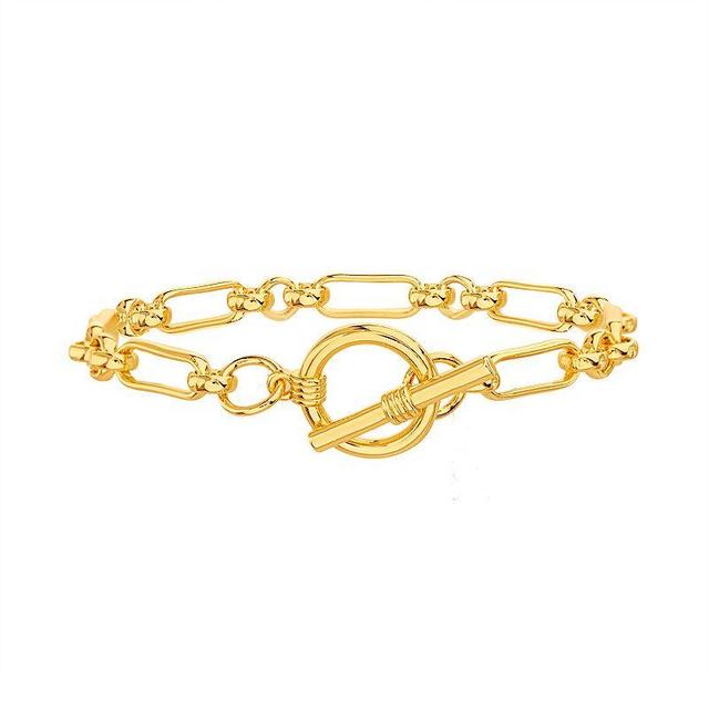 Paige Harper 14k Gold Plated Rolo & Paper Clip Chain Bracelet, Womens Gold Tone Product Image