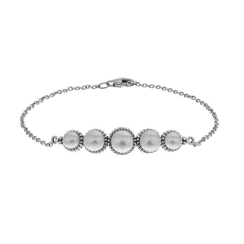 SIRI USA by TJM Sterling Silver Freshwater Cultured Pearl Bracelet, Womens White Product Image