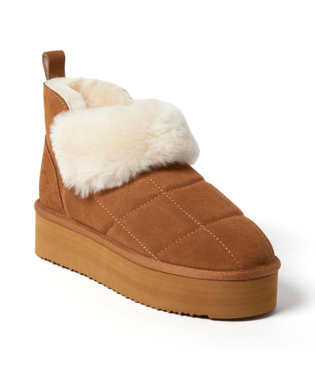 Dearfoams Fireside by Womens Bayswater Genuine Shearling Quilted Platform Bootie Product Image