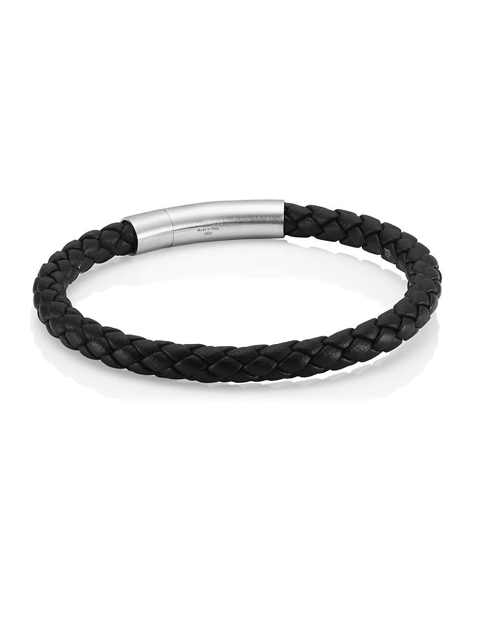 Men's Charles Leather Bracelet, Black Product Image