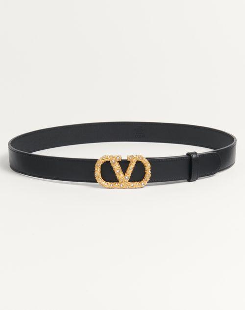 VLOGO SIGNATURE BELT IN SHINY CALFSKIN WITH CRYSTALS 30 MM Product Image