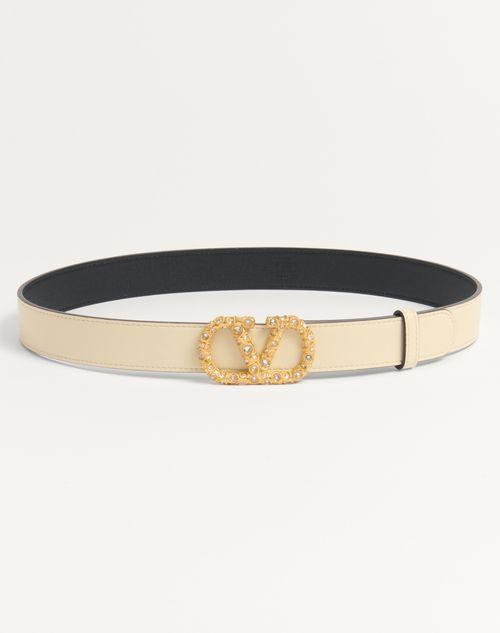 VLOGO SIGNATURE BELT IN SHINY CALFSKIN WITH CRYSTALS 30 MM Product Image