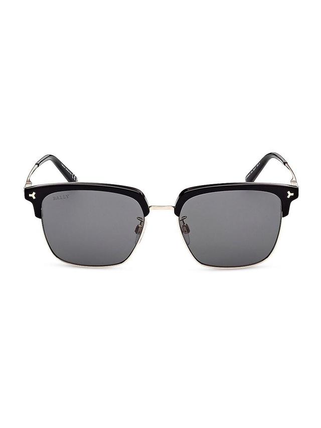 Mens Browline 55MM Square Sunglasses - Black - Black Product Image