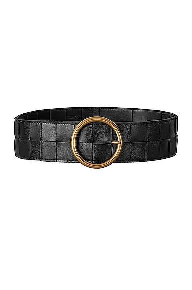 Bottega Veneta Leather Woven Belt in Black Product Image