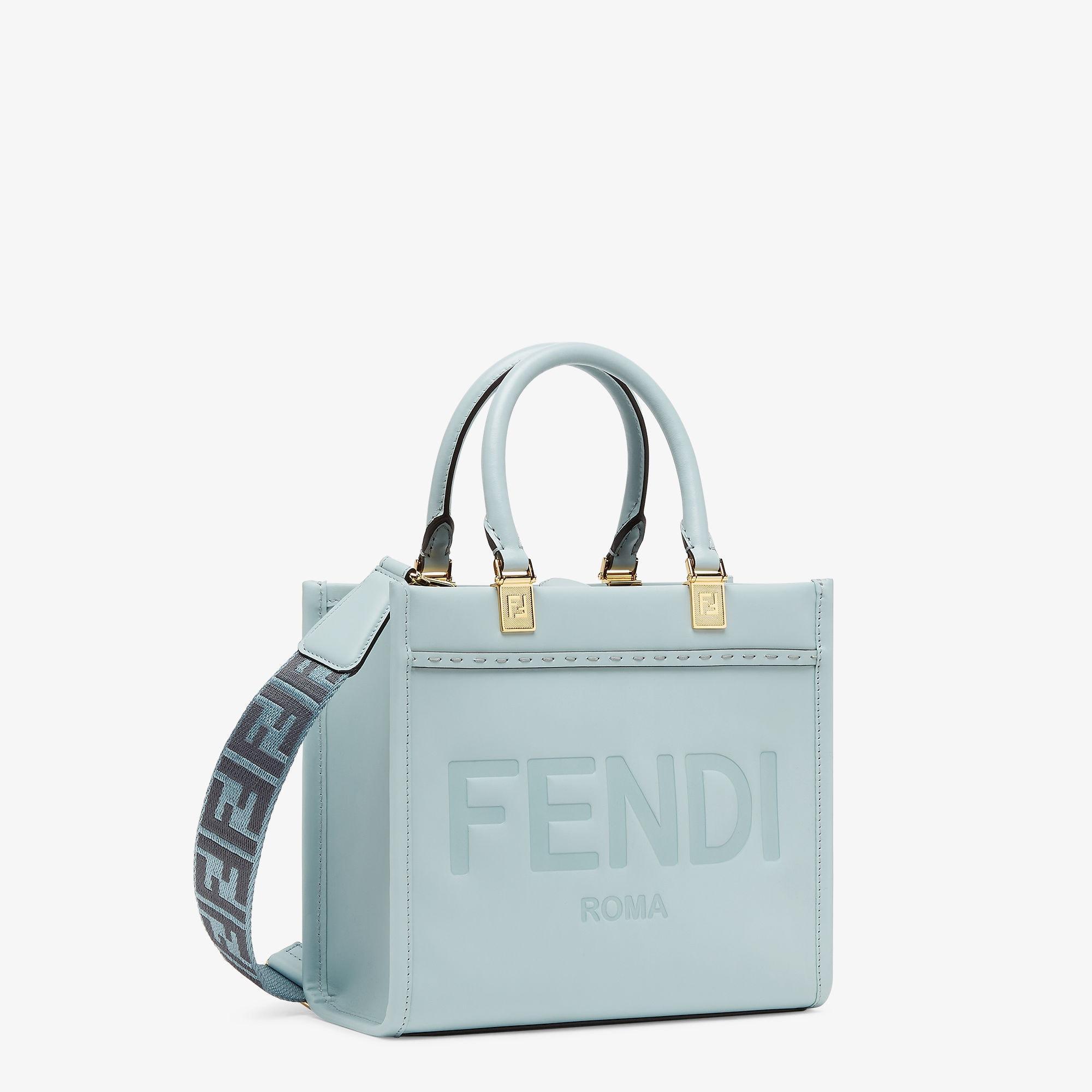 Fendi Sunshine SmallLight blue leather shopper Product Image