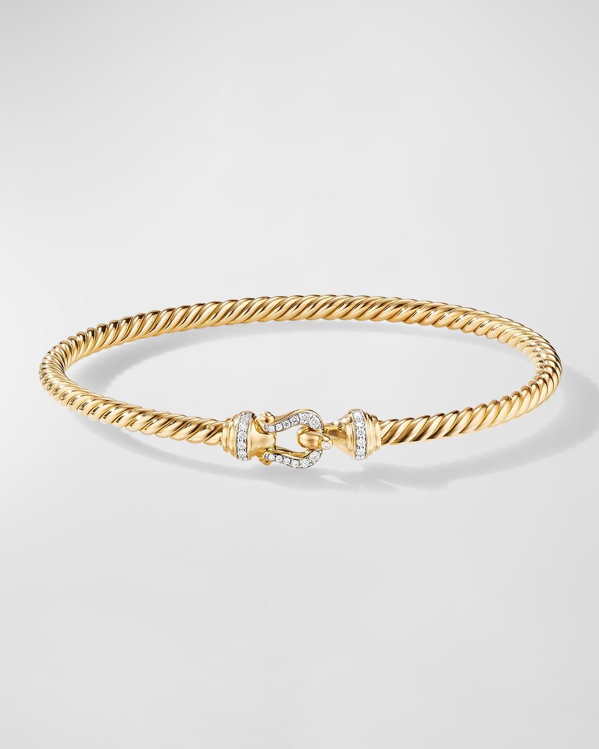 Womens Buckle Bracelet in 18K Yellow Gold with Pav Diamonds Product Image