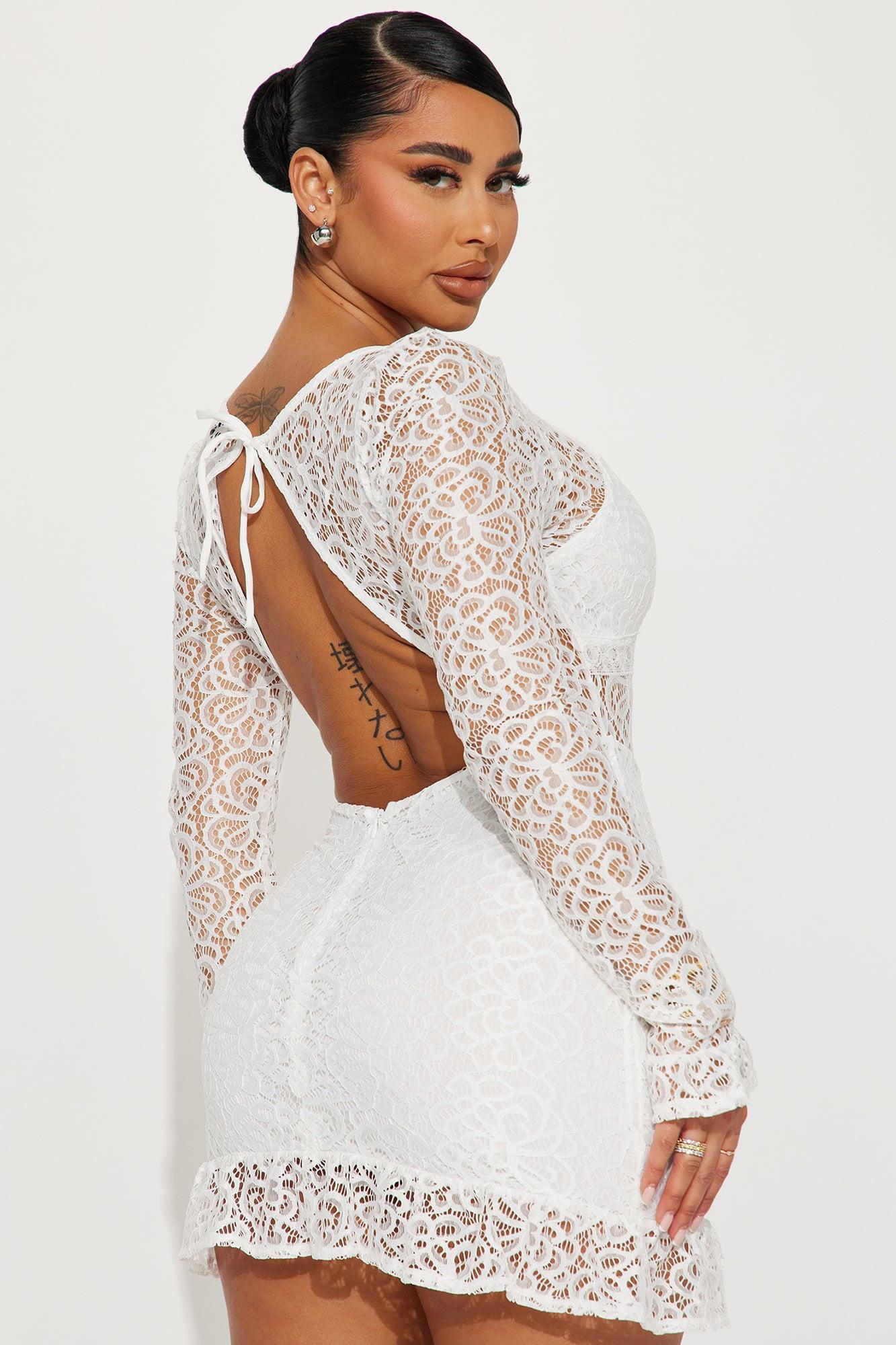 Sophia Lace Mini Dress - White Product Image