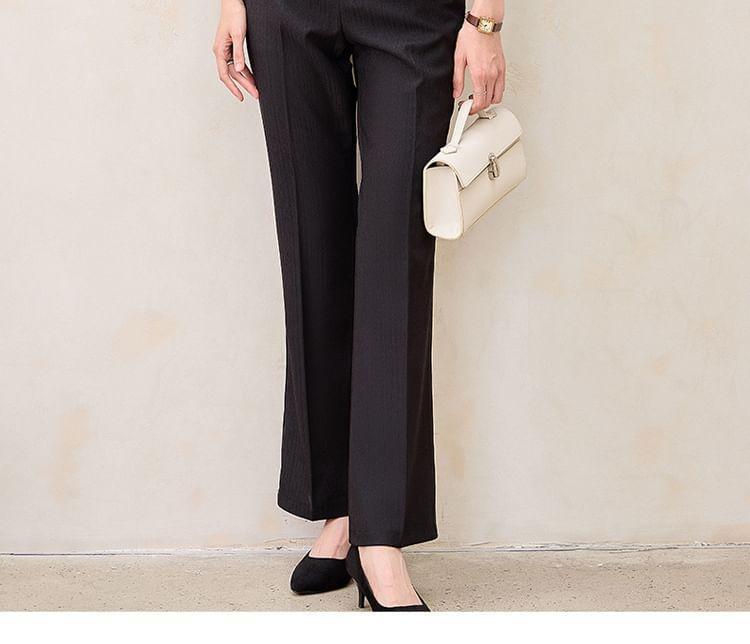 Shawl Lapel Plain Frog Closure Blazer / High Waist Flared Dress Pants / Set Product Image