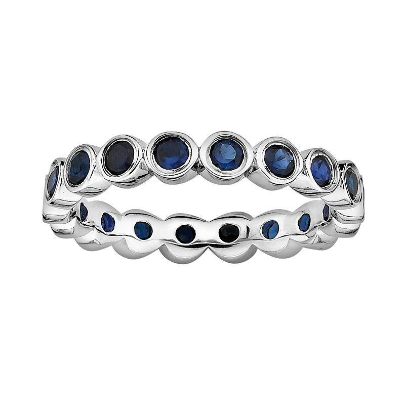 Stacks & Stones Sterling Silver Lab-Created Sapphire Eternity Stack Ring, Womens Blue Product Image