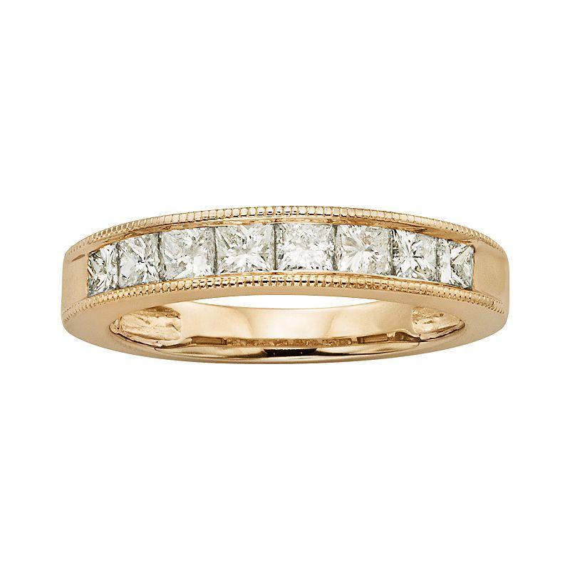 14k Gold 1-ct. T.W. IGL Certified Princess-Cut Diamond Wedding Ring, Womens, Size: 7, White Product Image