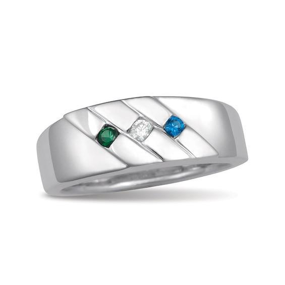 Men's Birthstone Triple Row Slant Band by ArtCarved (3 Stones) Product Image