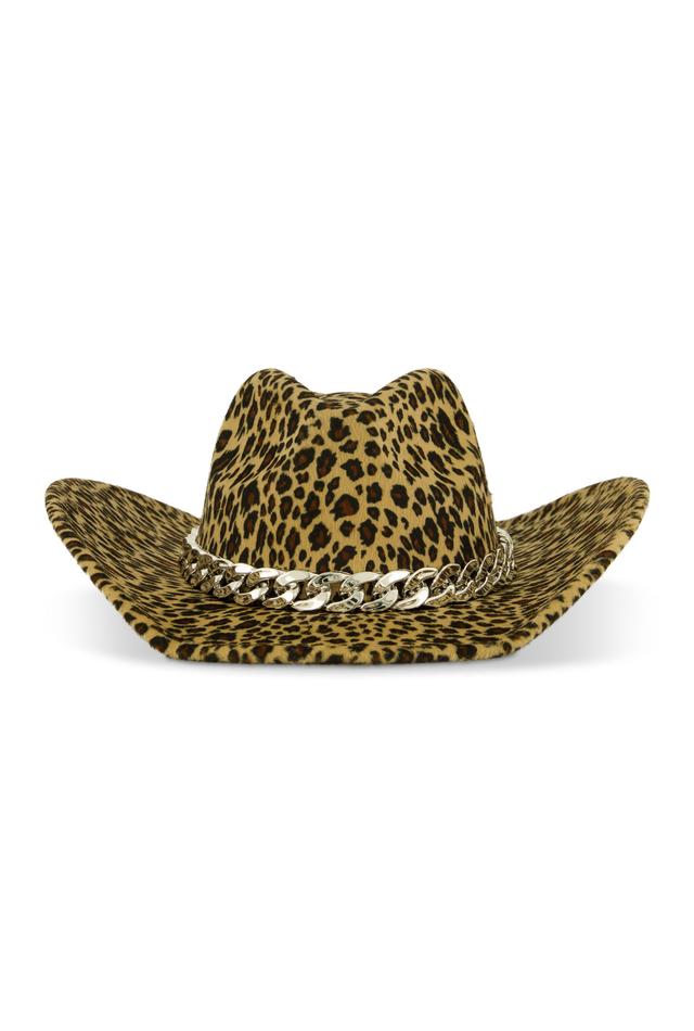 Animal Print Chain Detail Cowboy Hat Female Product Image