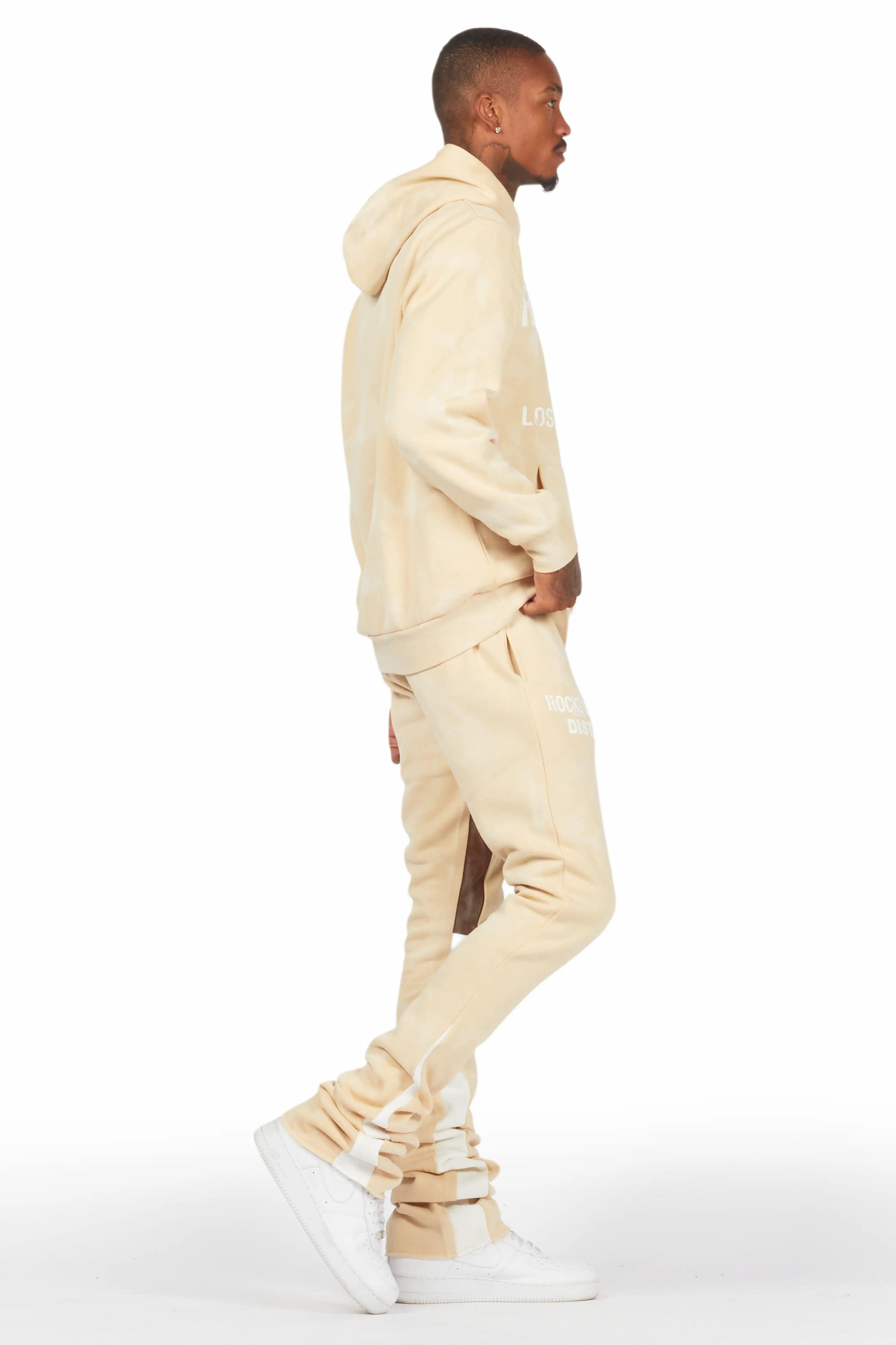 Nelly Beige Hoodie/Super Stacked Flare Pant Set Male Product Image