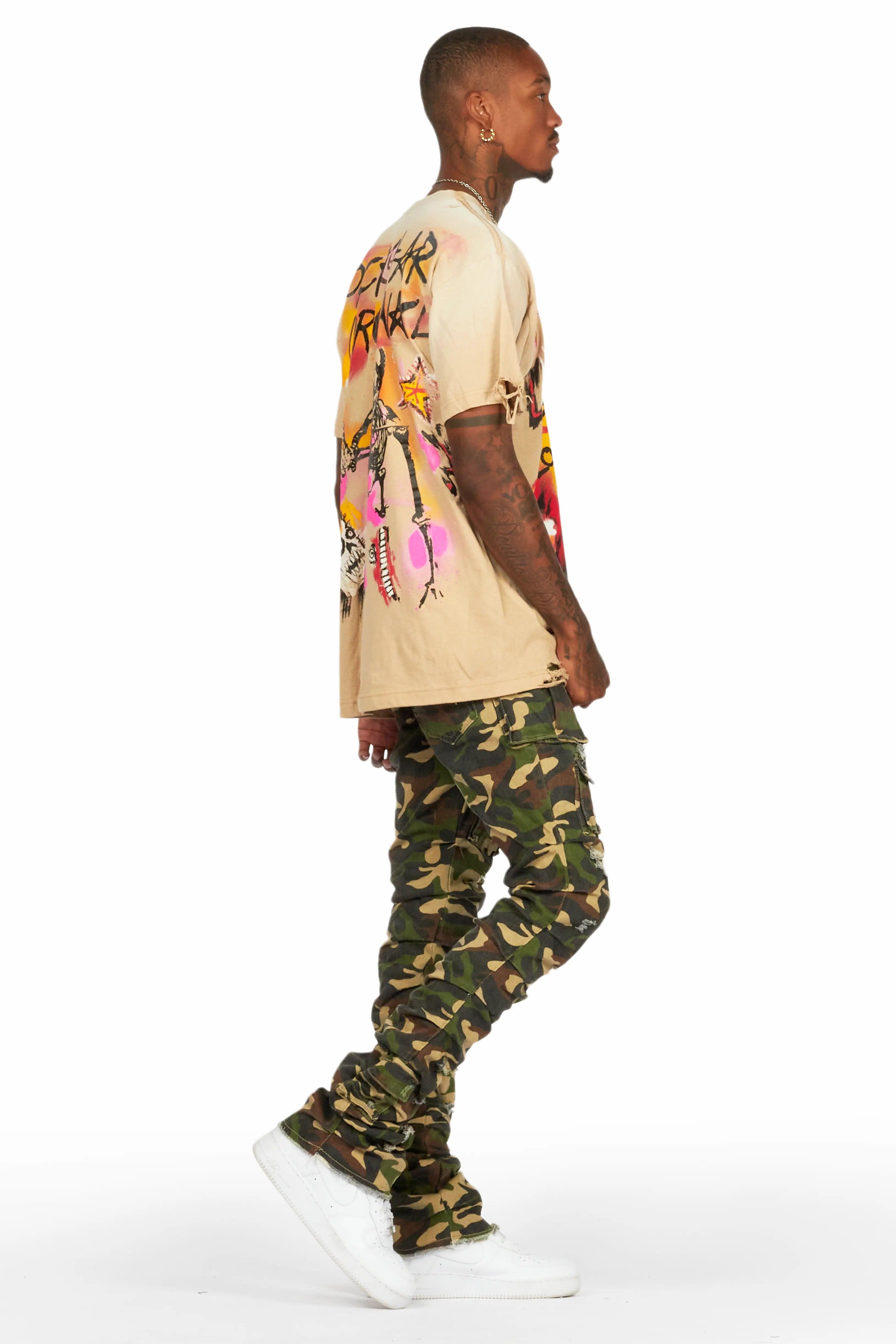 Gentry Camo Stacked Flare Jean Male Product Image