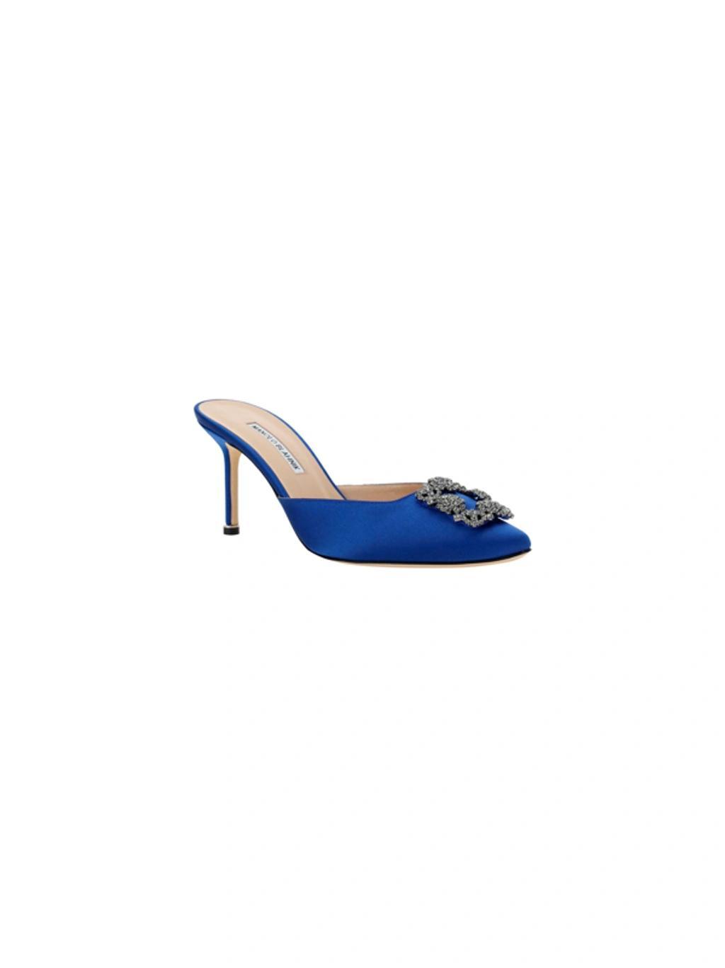 MANOLO BLAHNIK Hangisimu 70 Satin Pump In Blue Product Image