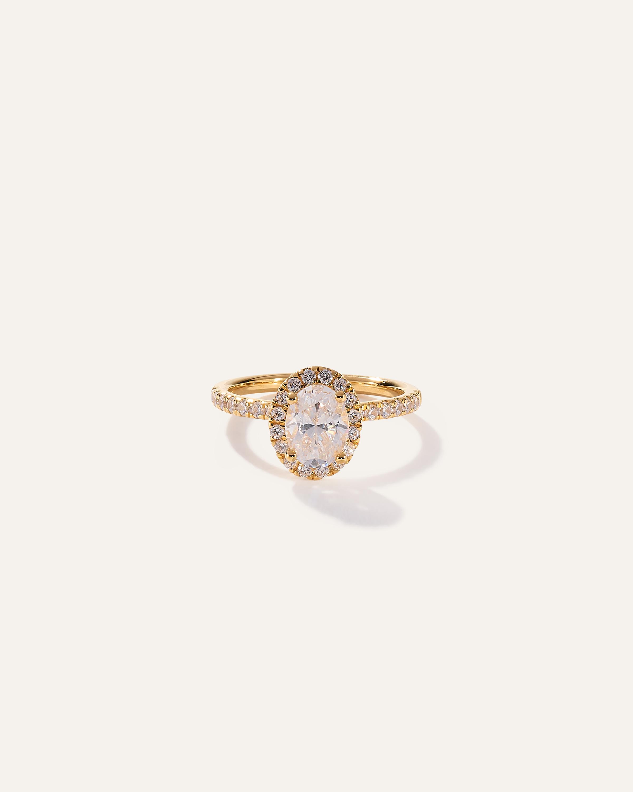 Lab Grown Diamond Oval Halo Pave Engagement Ring Product Image